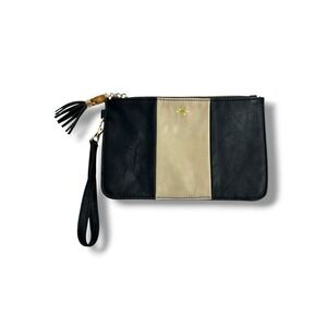 Toss Designs Wristlet Clutch Women OS Black Cream Monogram Tassel K